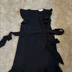 LOFT Elegant Black Ruffle Mini Dress